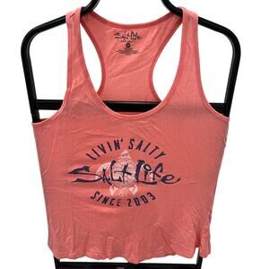Salt Life Women's LG Livin' Salty Turtle Peach Racer Back Tank Top
